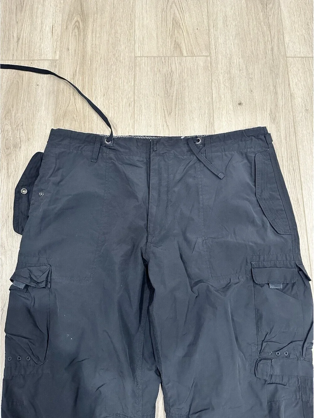 Vintage Y2K Gap Black Cargo Paratrooper Parachute Pants XL